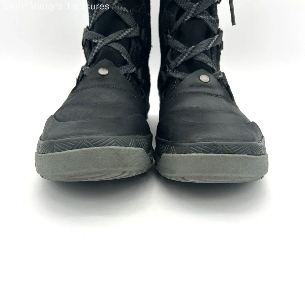 Merrell Women's Winter Boots 7 Black Waterproof Faux Fur Lined LaceUp Mid Calf